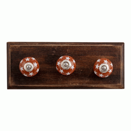 Brown Star Ceramic Wooden Hooks